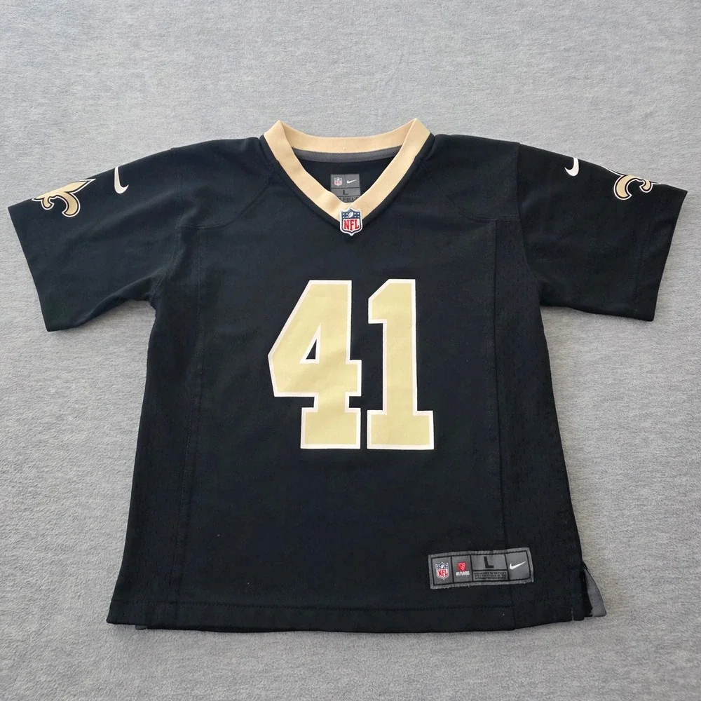 Nike New Orleans Saints Alvin Kamara 41 Jersey Kids Large 7 Black NFL On Field